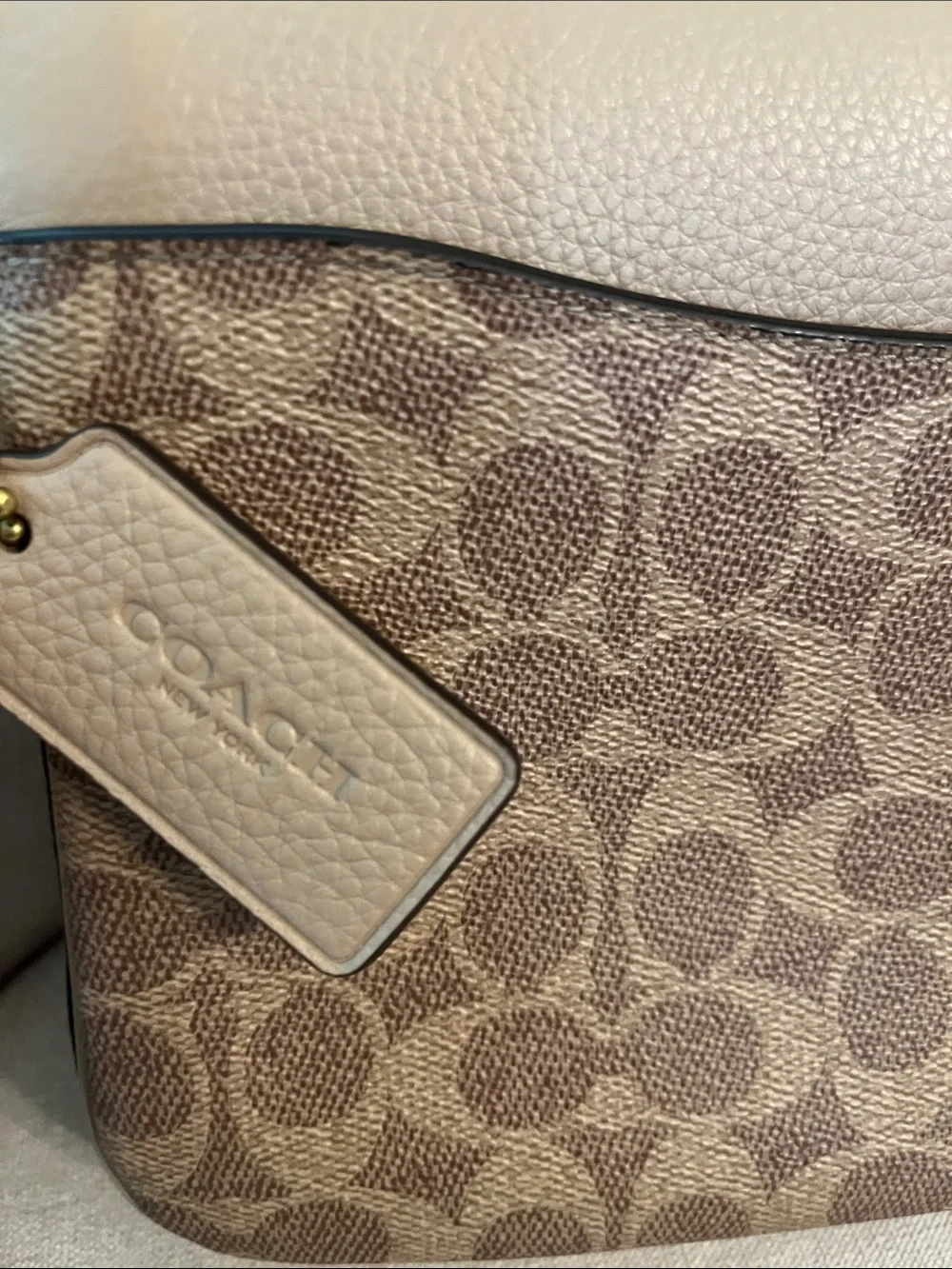 Coach Taupe Signature Canvas Satchel with Leather Flap